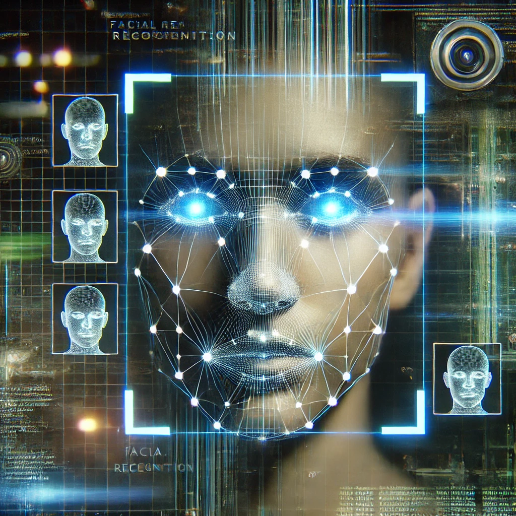 AI and privacy concerns , an image of a face being scanned by ai